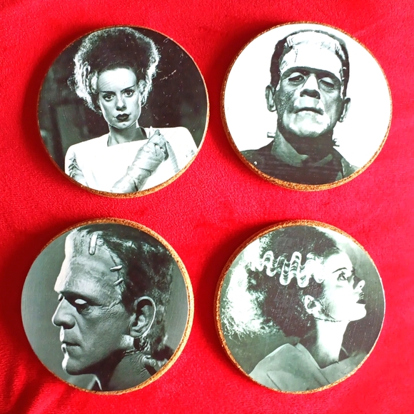 Hand Crafted Other - Frankenstein Monster and Frankenstein 's bride coasters- handcrafted